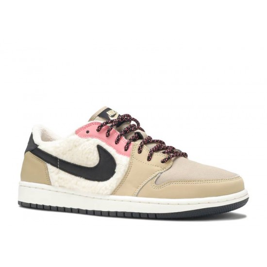 WMNS AIR JORDAN 1 RETRO LOW FLEECE PARACHUTE BEIGE  Boty aq0828 200