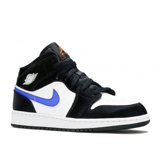 AIR JORDAN 1 MID GS BLACK RACER BLUE  Boty 554725 084