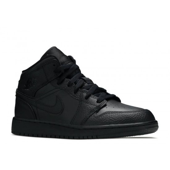 AIR JORDAN 1 MID GS TRIPLE BLACK  Boty 554725 091