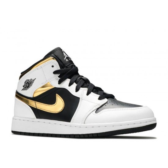 AIR JORDAN 1 MID GS WHITE GOLD  Boty 554725 190