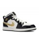 AIR JORDAN 1 MID PATENT PS BLACK GOLD  Boty bq6932 007