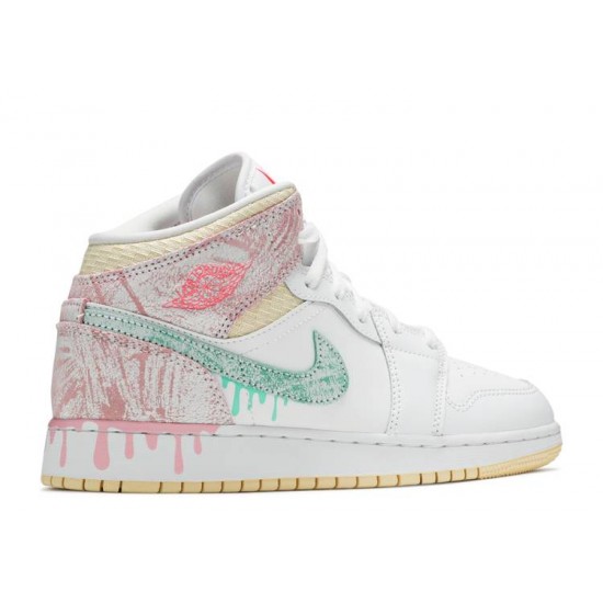 AIR JORDAN 1 MID SE GS PAINT DRIP  Boty dd1666 100