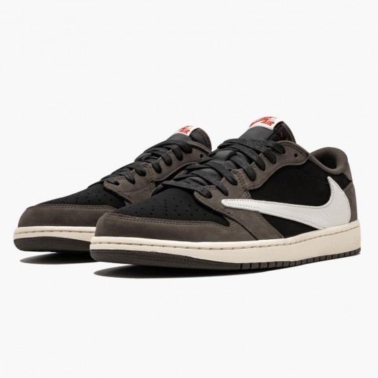 Air Jordan 1 Retro Low OG SP Travis Scott Black/Sail Dark Mocha/Universi Dámské/Pánské Boty