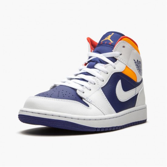 Air Jordan 1 Mid Royal Blue Laser Orange White/Deep Royal Blue/Track Red/Laser Orange Dámské/Pánské Boty