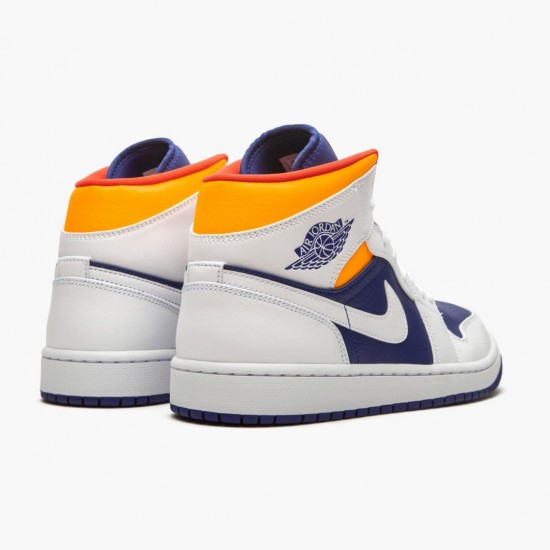 Air Jordan 1 Mid Royal Blue Laser Orange White/Deep Royal Blue/Track Red/Laser Orange Dámské/Pánské Boty