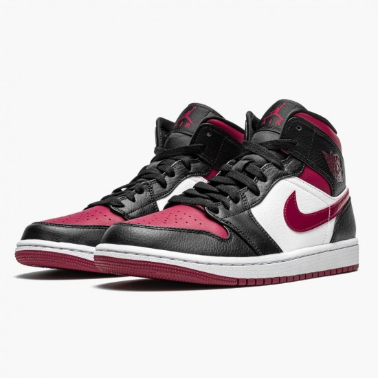 Air Jordan 1 Mid Bred Toe Black/Gym Red/White Pánské Boty