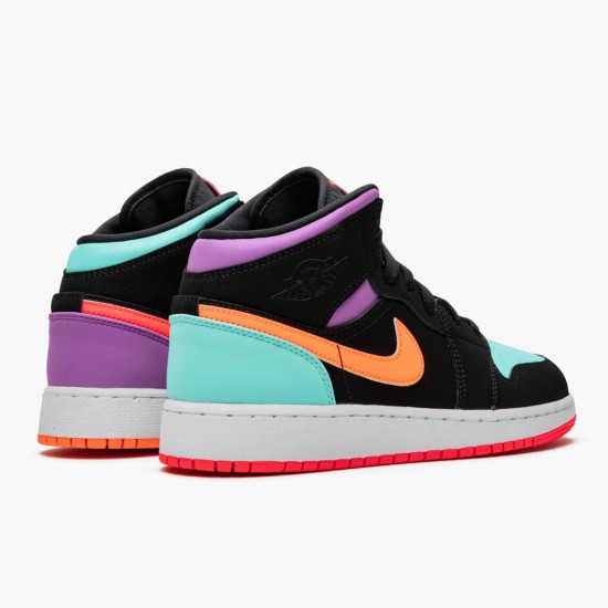 Air Jordan 1 Mid Candy Black/Total Orange Dámské/Pánské Boty