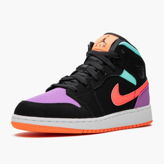 Air Jordan 1 Mid Candy Black/Total Orange Dámské/Pánské Boty