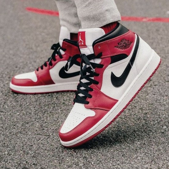 Air Jordan 1 Mid Chicago 2020 White/Gym Red/Black Dámské/Pánské Boty