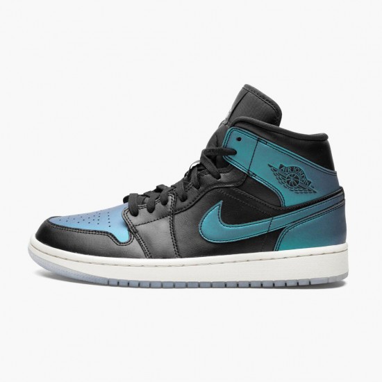 Air Jordan 1 Mid Iridescent Black Black/Pale Ivory/Multi Color Dámské/Pánské Boty