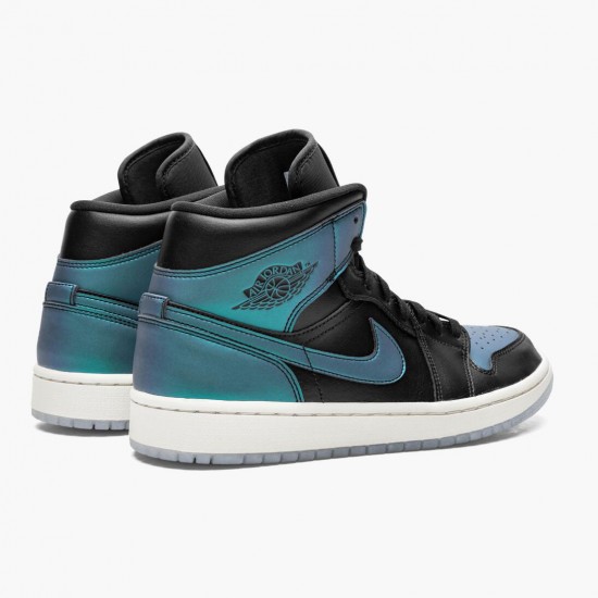 Air Jordan 1 Mid Iridescent Black Black/Pale Ivory/Multi Color Dámské/Pánské Boty