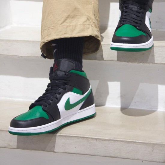 Air Jordan 1 Mid Pine Green Black/Gym Red/White/Pine Green Pánské Boty