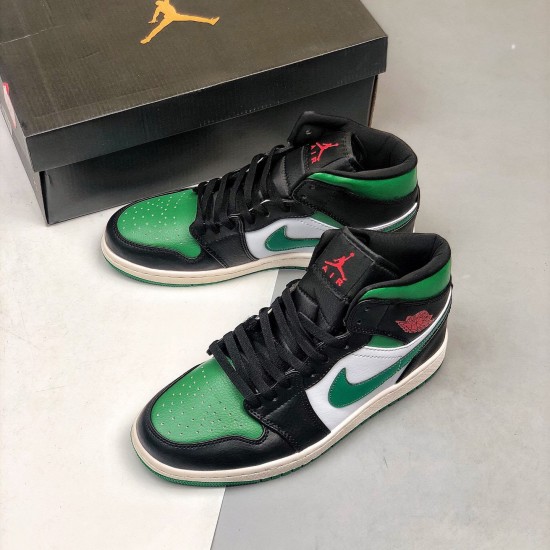 Air Jordan 1 Mid Pine Green Black/Gym Red/White/Pine Green Pánské Boty