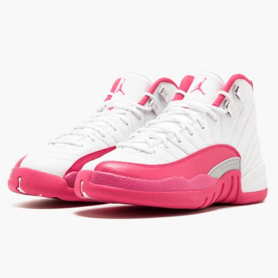 Air Jordan 12 Retro Dynamic Pink White/Vivid Pink/Mtllc Silver Dámskés Boty