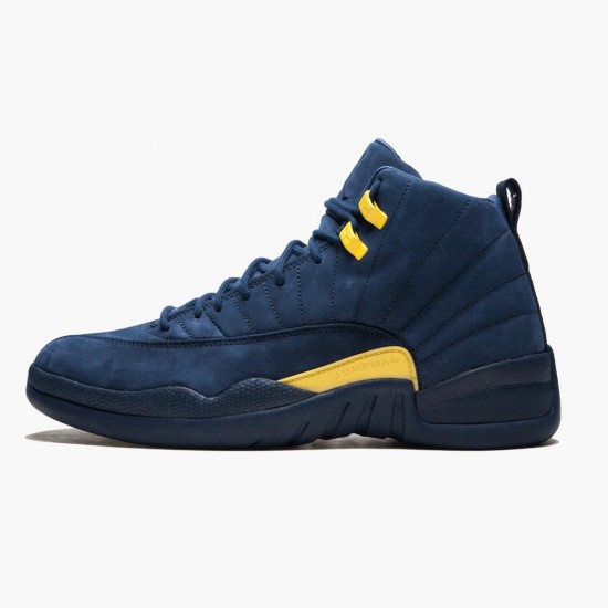 Air Jordan 12 Retro Michigan College Navy/Amarillo Pánské Boty