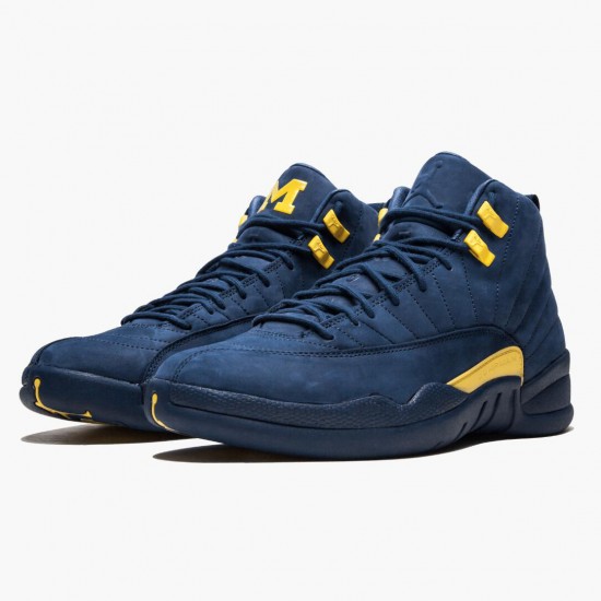 Air Jordan 12 Retro Michigan College Navy/Amarillo Pánské Boty