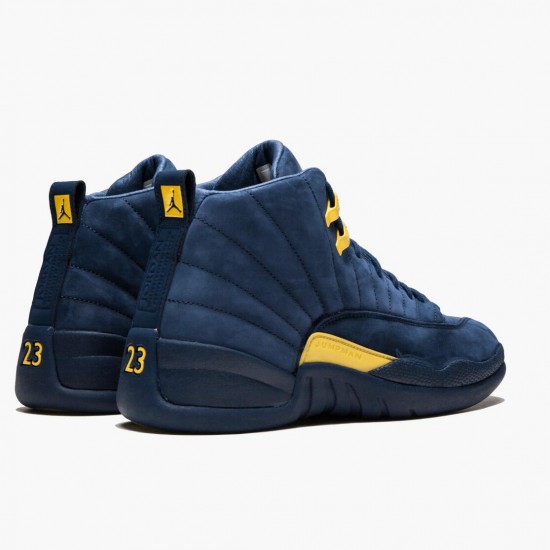 Air Jordan 12 Retro Michigan College Navy/Amarillo Pánské Boty