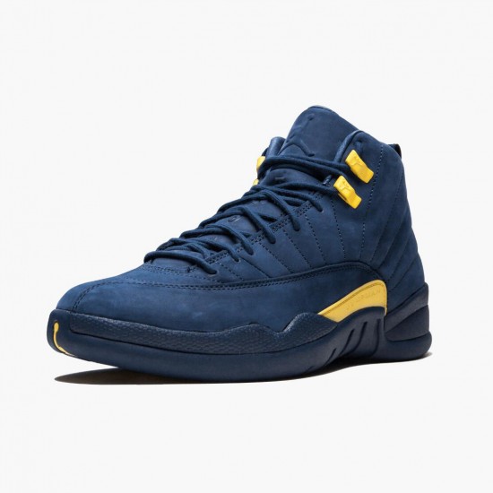 Air Jordan 12 Retro Michigan College Navy/Amarillo Pánské Boty