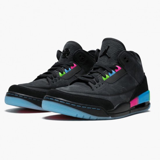 Air Jordan 3 Retro Quai54 Black/Black Electric Green Dámské/Pánské Boty