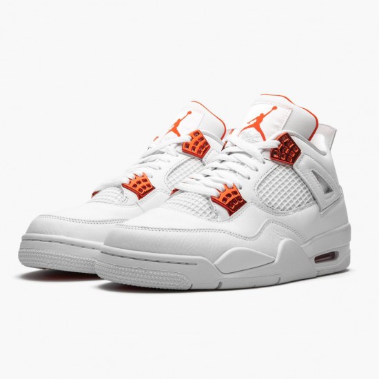 Air Jordan 4 Retro Metallic Orange White/Team Orange Metallic Sil Dámské/Pánské Boty