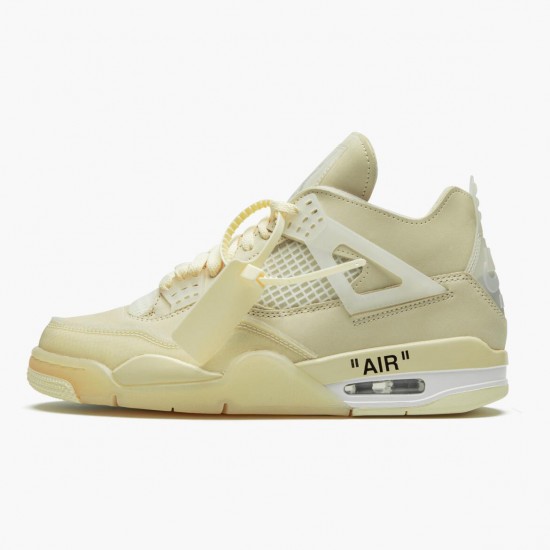 Air Jordan 4 Retro Off-White Sail Sail/Muslin White/Black Dámské/Pánské Boty