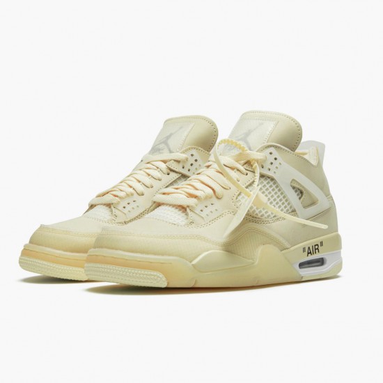 Air Jordan 4 Retro Off-White Sail Sail/Muslin White/Black Dámské/Pánské Boty