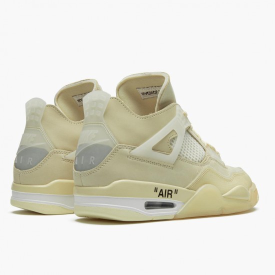 Air Jordan 4 Retro Off-White Sail Sail/Muslin White/Black Dámské/Pánské Boty