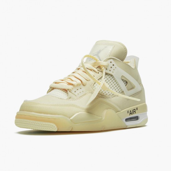 Air Jordan 4 Retro Off-White Sail Sail/Muslin White/Black Dámské/Pánské Boty