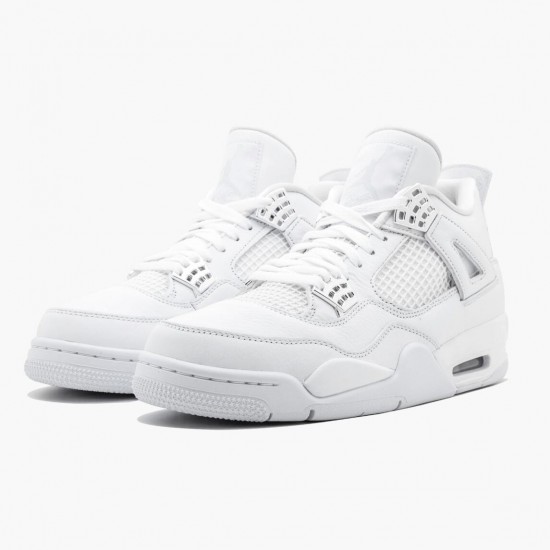 Air Jordan 4 Retro Pure Money White/Metallic Silver Dámské/Pánské Boty