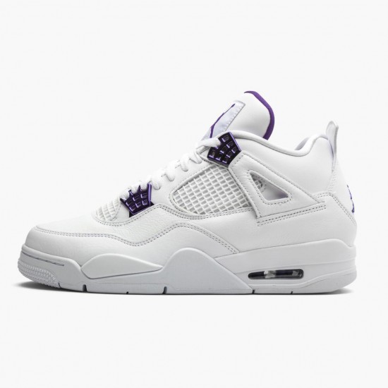 Air Jordan 4 Retro Purple Metallic White/Metallic Silver/Court Purple Dámské/Pánské Boty