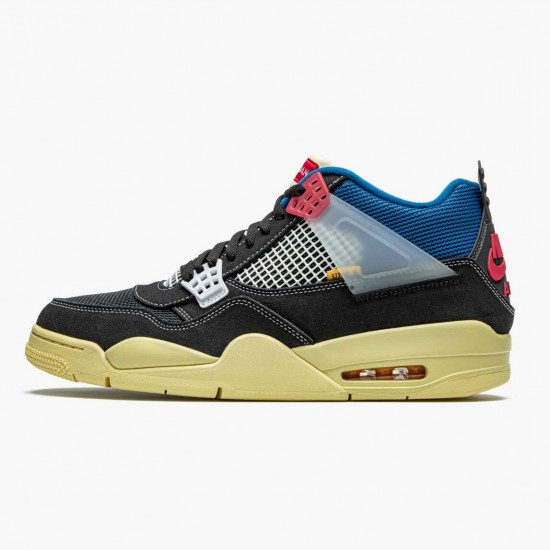 Air Jordan 4 Retro Union Off Noir Off Noir/Brigade Blue/Dark Smo Dámské/Pánské Boty