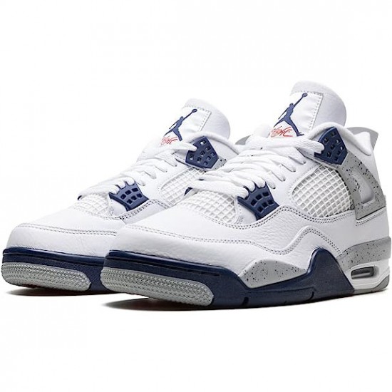 Air Jordan 4 Midnight Navy White/Midnight Navy/Light Smoke Grey-Fire Red Pánské Boty