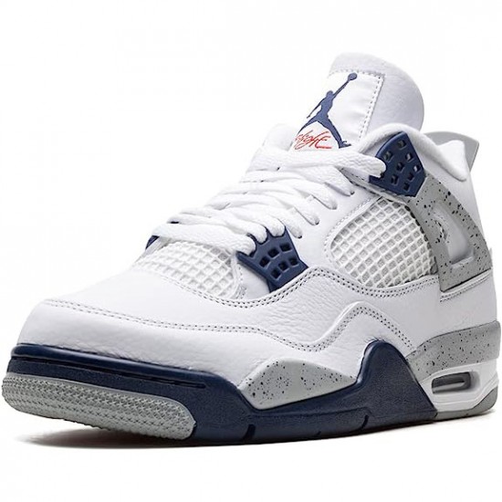 Air Jordan 4 Midnight Navy White/Midnight Navy/Light Smoke Grey-Fire Red Pánské Boty