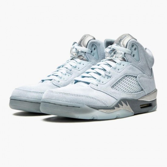 Air Jordan 5 Retro Bluebird With Silver White Photo Blue/Football Grey/Metallic Silver/White Dámské/Pánské Boty