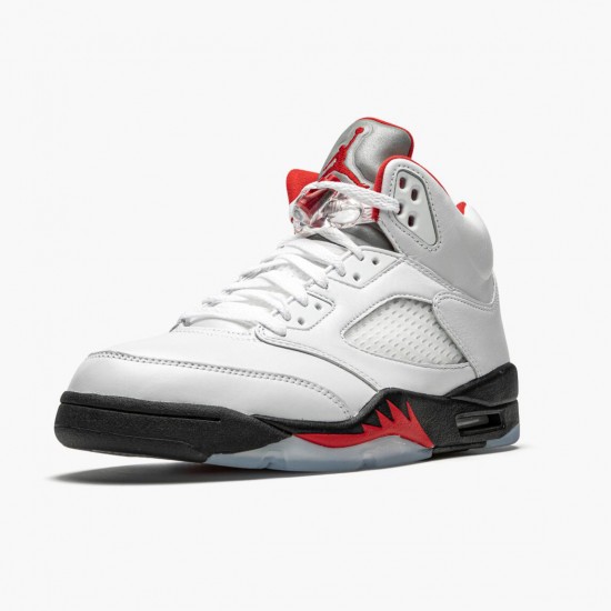 Air Jordan 5 Retro Fire Red Silver Tongue True White/Fire Red/Black Pánské Boty