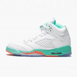 Air Jordan 5 Retro Light Aqua White/Crimson Pulse-Light Aqua Dámské/Pánské Boty