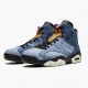 Air Jordan 6 Retro Washed Denim Black Sail/Varsity Red/Black Dámské/Pánské Boty